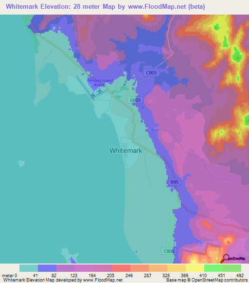 Whitemark,Australia Elevation Map