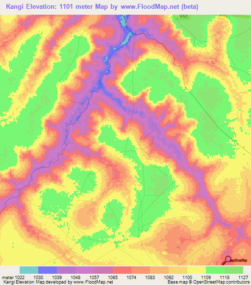 Kangi,Congo (Kinshasa) Elevation Map