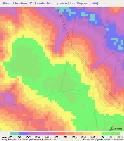 Kangi,Congo (Kinshasa) Elevation Map