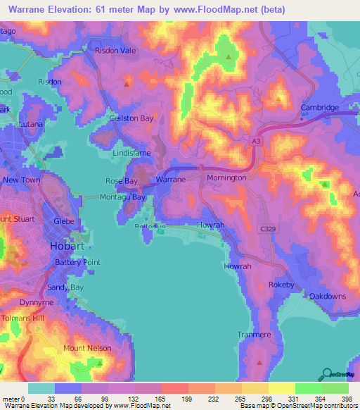 Warrane,Australia Elevation Map