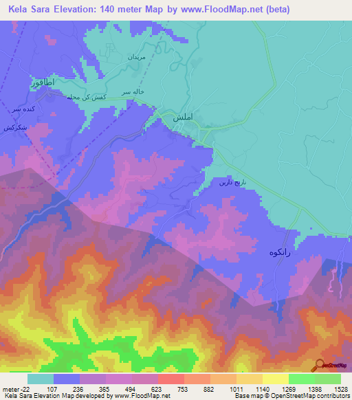 Kela Sara,Iran Elevation Map