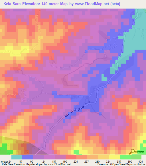 Kela Sara,Iran Elevation Map