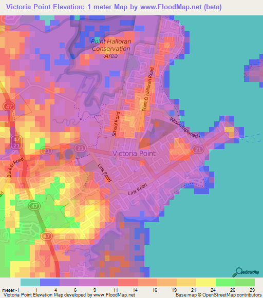 Victoria Point,Australia Elevation Map