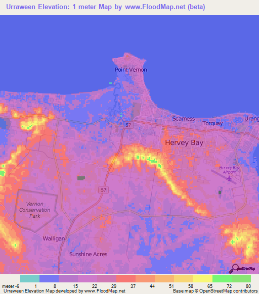 Urraween,Australia Elevation Map
