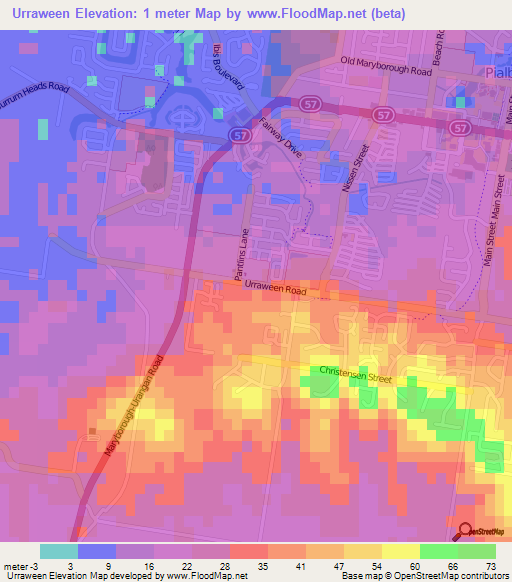 Urraween,Australia Elevation Map