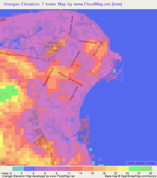 Urangan,Australia Elevation Map