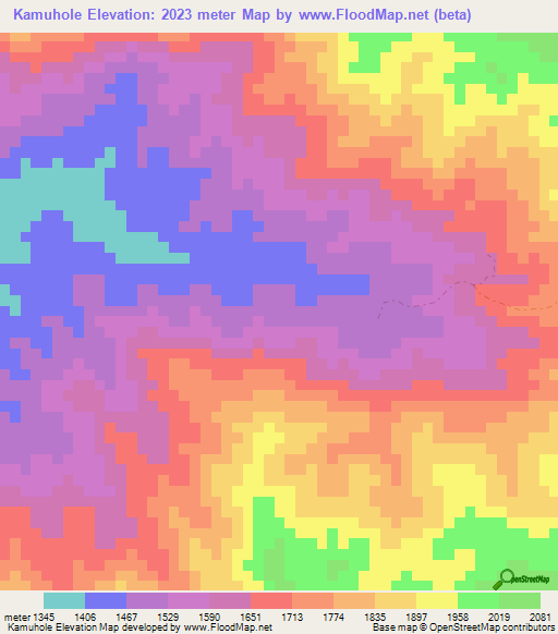 Kamuhole,Congo (Kinshasa) Elevation Map
