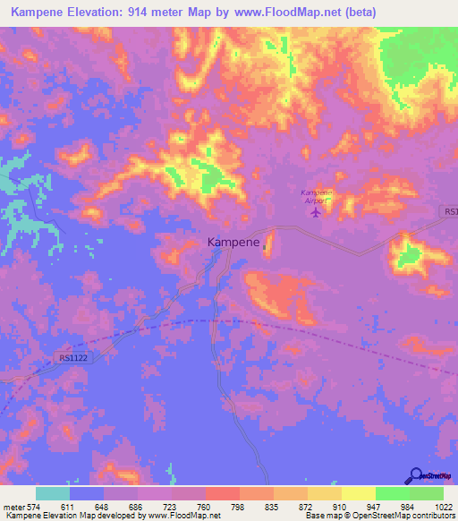 Kampene,Congo (Kinshasa) Elevation Map