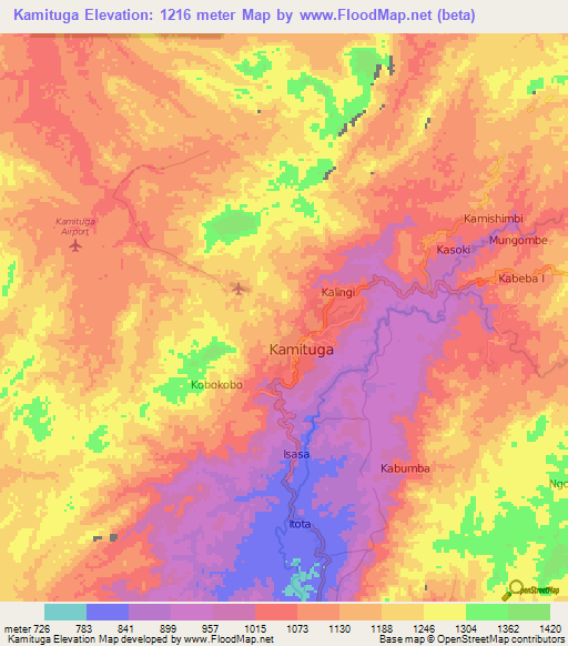 Kamituga,Congo (Kinshasa) Elevation Map