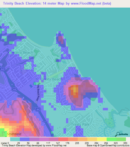 Trinity Beach,Australia Elevation Map