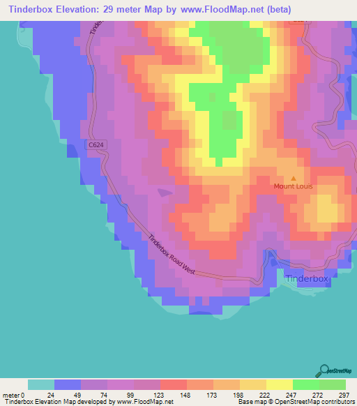 Tinderbox,Australia Elevation Map