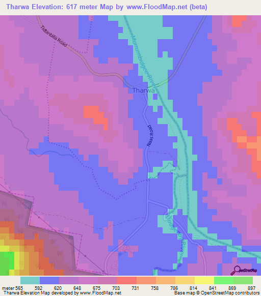 Tharwa,Australia Elevation Map