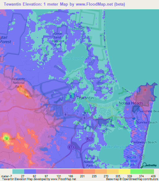 Tewantin,Australia Elevation Map
