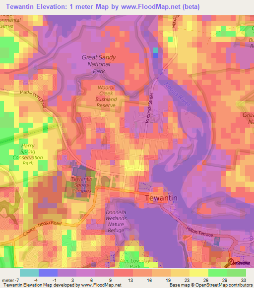 Tewantin,Australia Elevation Map