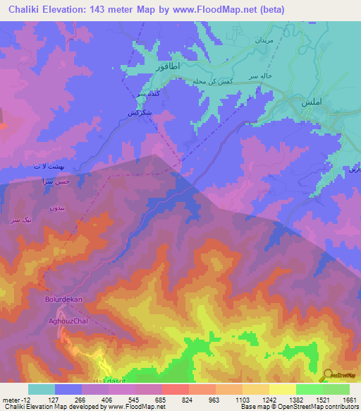 Chaliki,Iran Elevation Map