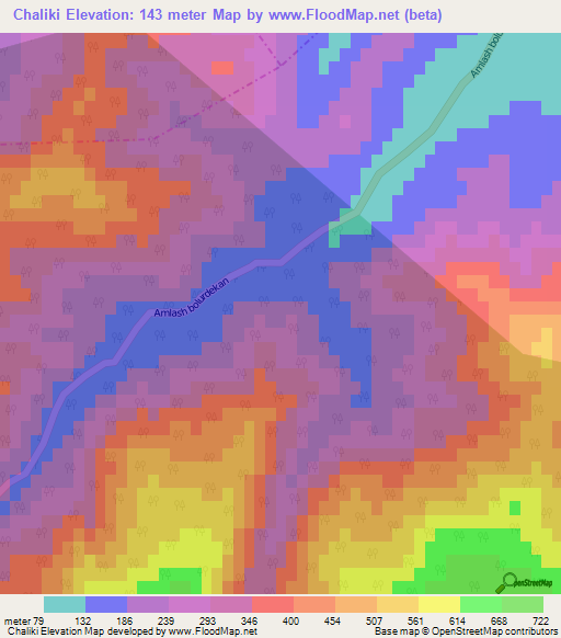 Chaliki,Iran Elevation Map