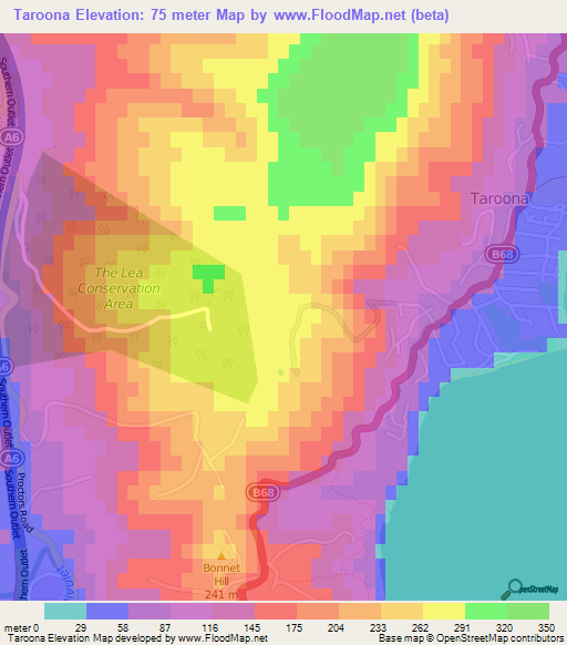 Taroona,Australia Elevation Map