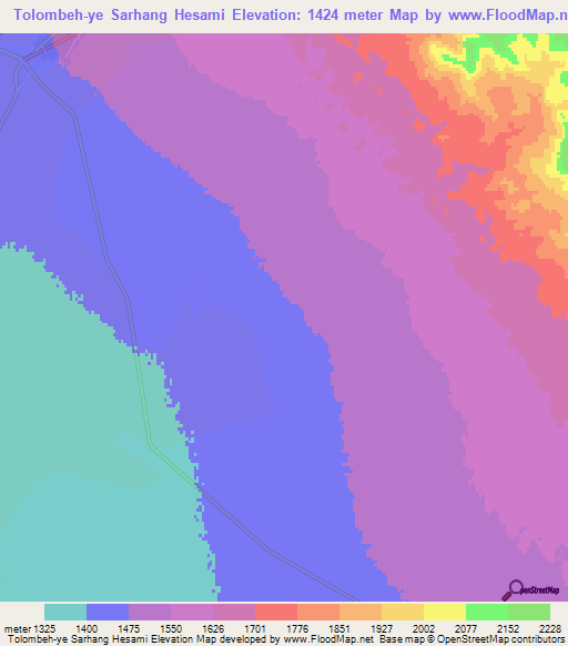Tolombeh-ye Sarhang Hesami,Iran Elevation Map