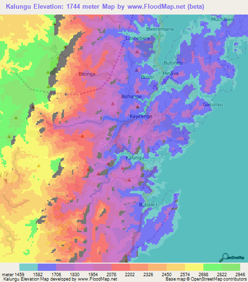 Kalungu,Congo (Kinshasa) Elevation Map