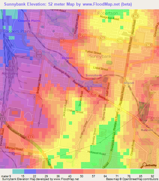 Sunnybank,Australia Elevation Map