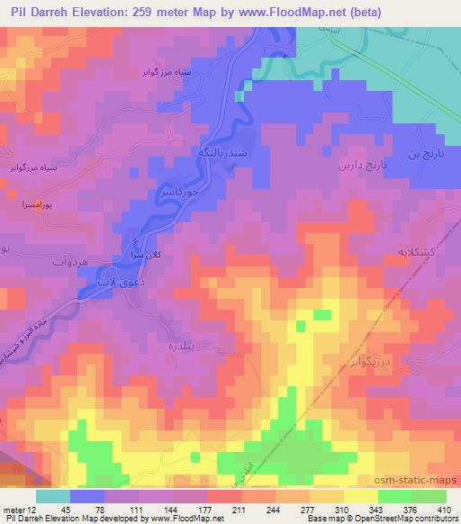 Pil Darreh,Iran Elevation Map