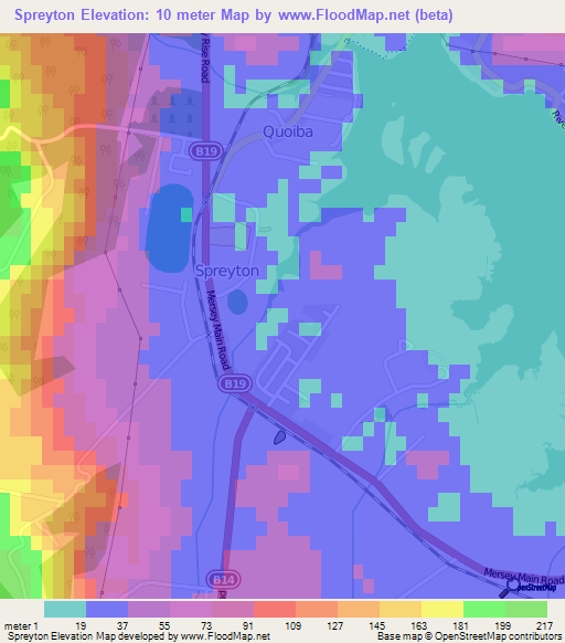 Spreyton,Australia Elevation Map