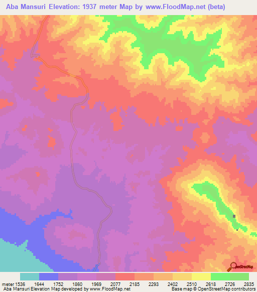Aba Mansuri,Iran Elevation Map