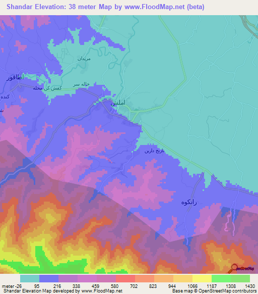 Shandar,Iran Elevation Map
