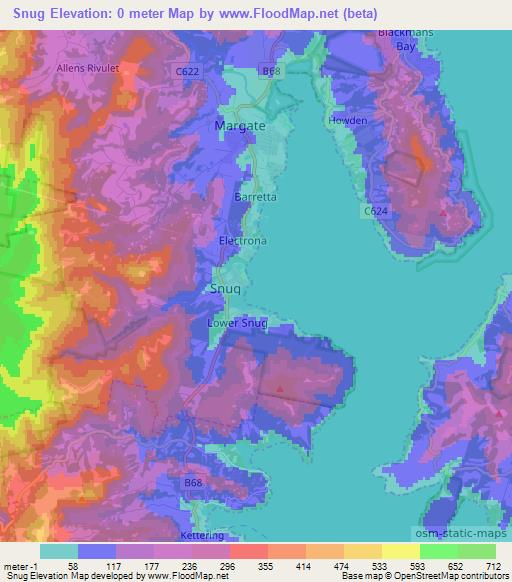 Snug,Australia Elevation Map