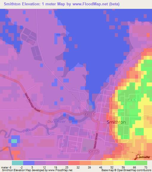 Smithton,Australia Elevation Map