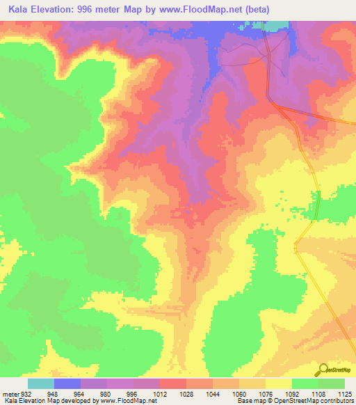 Kala,Congo (Kinshasa) Elevation Map