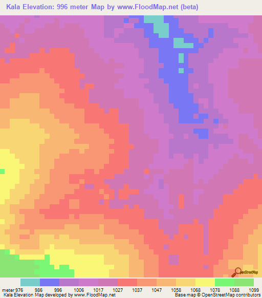 Kala,Congo (Kinshasa) Elevation Map