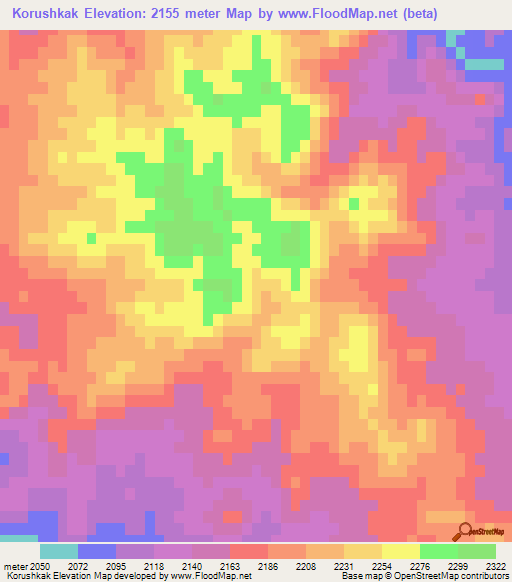 Korushkak,Iran Elevation Map