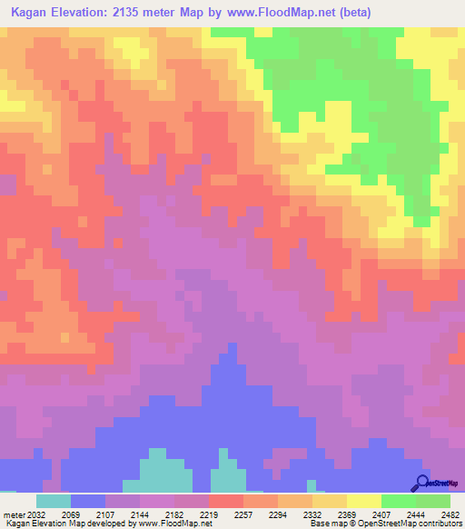 Kagan,Iran Elevation Map