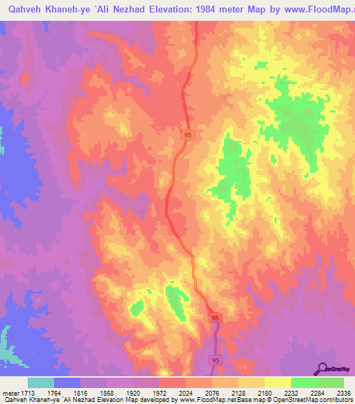 Qahveh Khaneh-ye `Ali Nezhad,Iran Elevation Map
