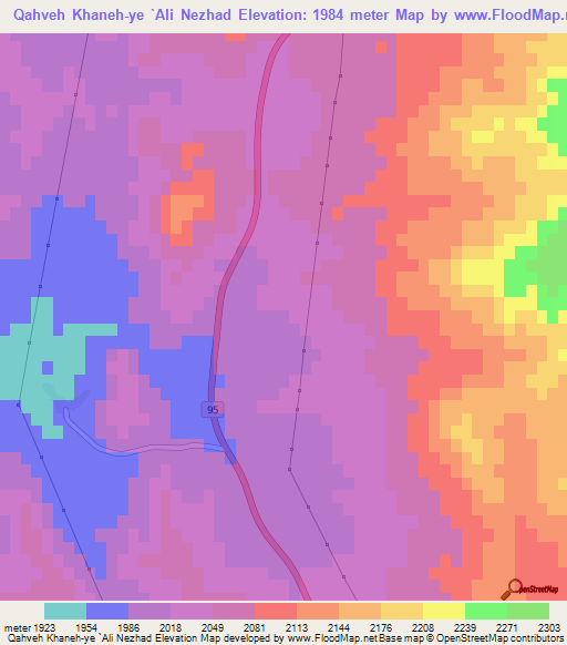 Qahveh Khaneh-ye `Ali Nezhad,Iran Elevation Map