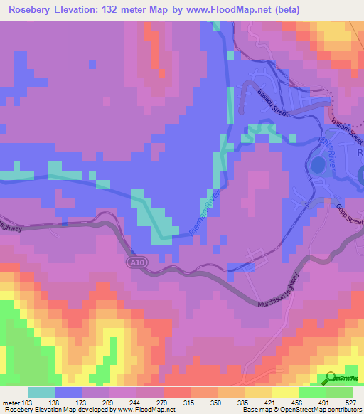 Rosebery,Australia Elevation Map