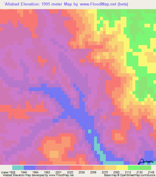 `Aliabad,Iran Elevation Map