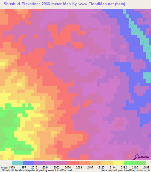 Shushud,Iran Elevation Map