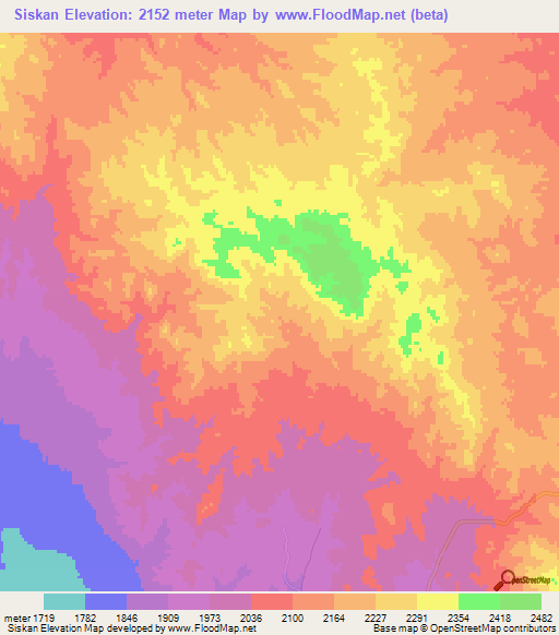 Siskan,Iran Elevation Map