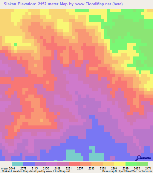 Siskan,Iran Elevation Map