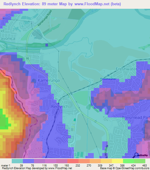 Redlynch,Australia Elevation Map
