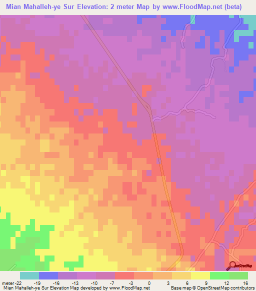 Mian Mahalleh-ye Sur,Iran Elevation Map