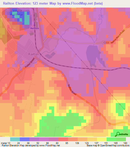 Railton,Australia Elevation Map