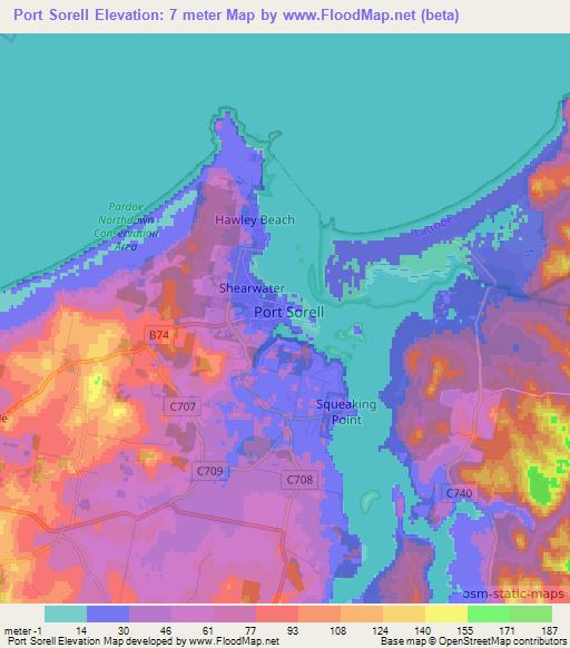 Port Sorell,Australia Elevation Map