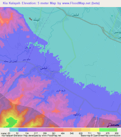 Kia Kalayeh,Iran Elevation Map