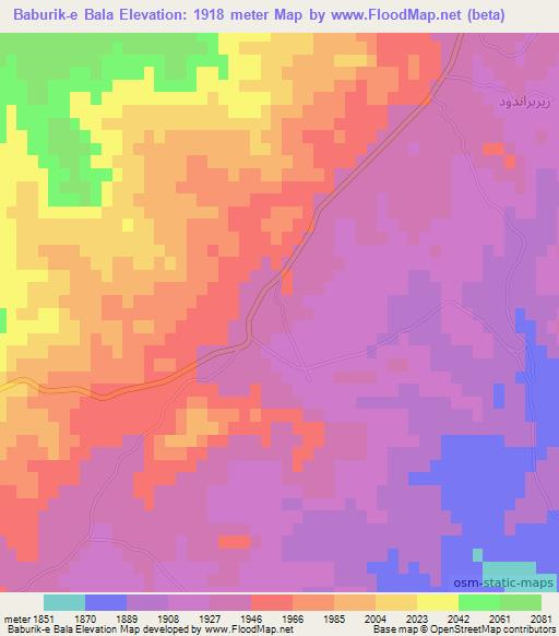 Baburik-e Bala,Iran Elevation Map