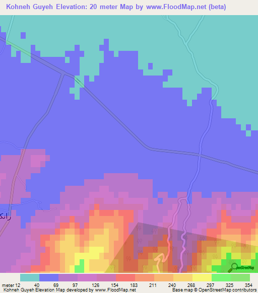 Kohneh Guyeh,Iran Elevation Map