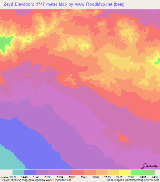 Zeyd,Iran Elevation Map