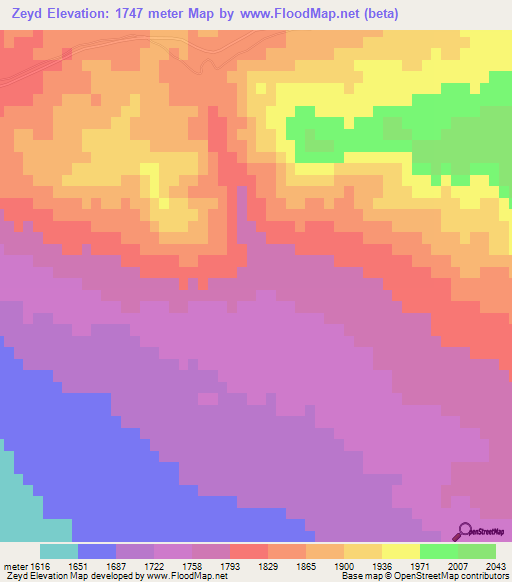Zeyd,Iran Elevation Map